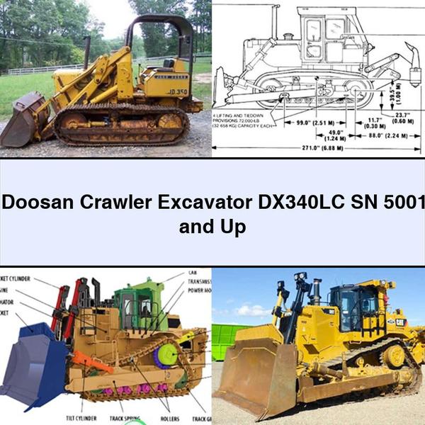 Doosan Crawler Excavator DX340LC SN 5001 and Up