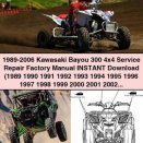 1989-2006 Kawasaki Bayou 300 4x4 Service Repair Factory Manual