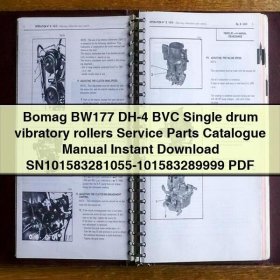 Bomag BW177 DH-4 BVC Single drum vibratory rollers Service Parts Catalogue Manual SN101583281055-101583289999