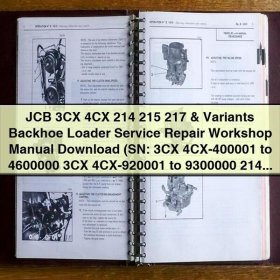 JCB 3CX 4CX 214 215 217 Backhoe Loader Service Repair Workshop Manual