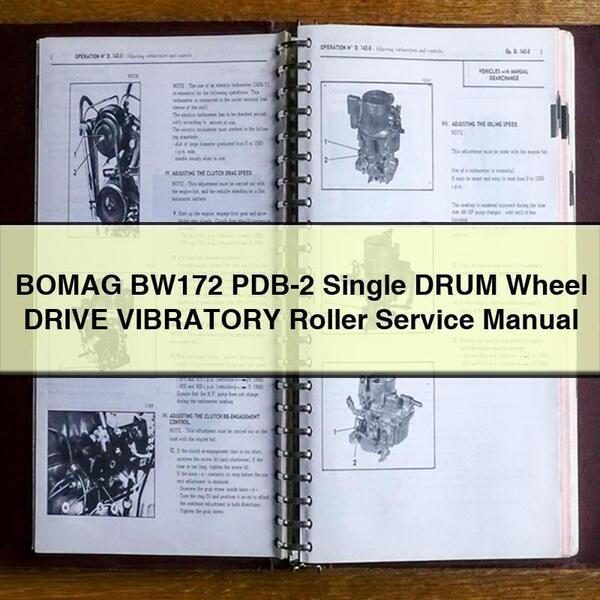 Manual de servicio y reparación de rodillos vibratorios BOMAG BW172 PDB-2 con accionamiento por rueda de un solo tambor