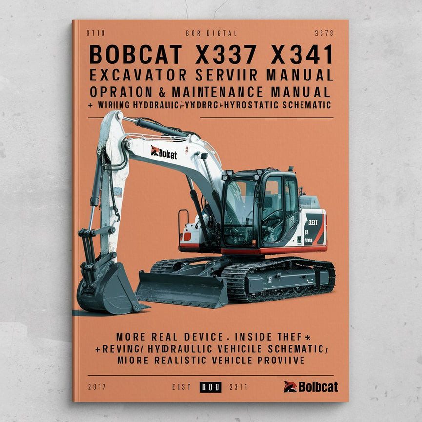 Manuel de réparation et d'entretien de l'excavatrice Bobcat X337 X341 + Manuel d'utilisation et d'entretien + Schéma de câblage/hydraulique/hydrostatique