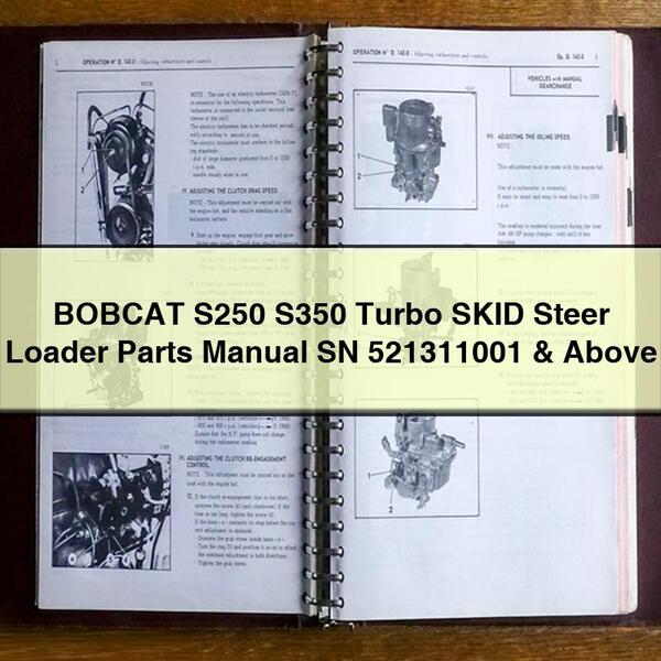 BOBCAT S250 S350 Turbo SKID Steer Loader Parts Manual SN 521311001 & Above PDF Download