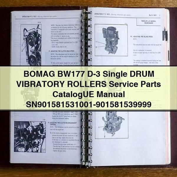 Catálogo de piezas de servicio de los rodillos vibratorios de un solo tambor BOMAG BW177 D-3 Manual SN901581531001-901581539999