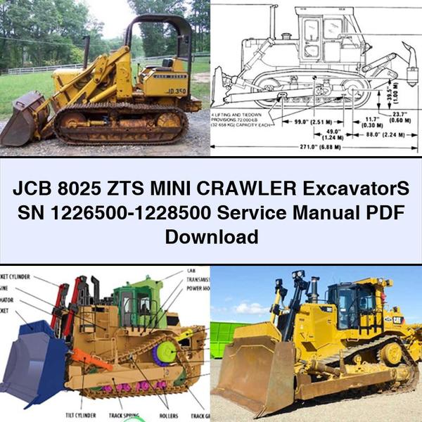 JCB 8025 ZTS Mini Crawler ExcavatorS SN 1226500-1228500 Service Repair Manual