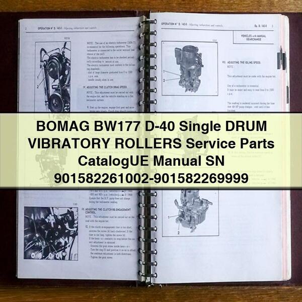 Catálogo de piezas de servicio de los rodillos vibratorios de un solo tambor BOMAG BW177 D-40 Manual SN 901582261002-901582269999