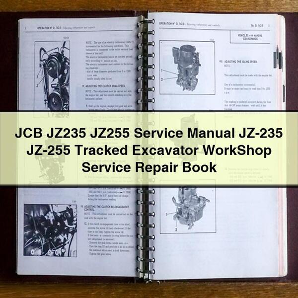 Manual de servicio de excavadora de cadenas JCB JZ235 ​​JZ255 JZ-235 JZ-255 Libro de servicio y reparación del taller