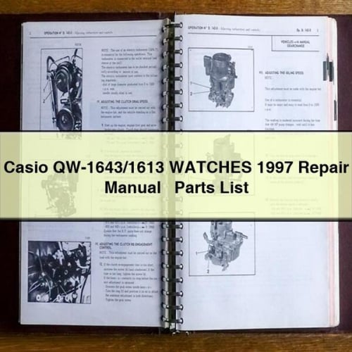 Manuel de réparation et liste des pièces détachées pour montres CASIO QW-1643/1613 1997 Télécharger PDF