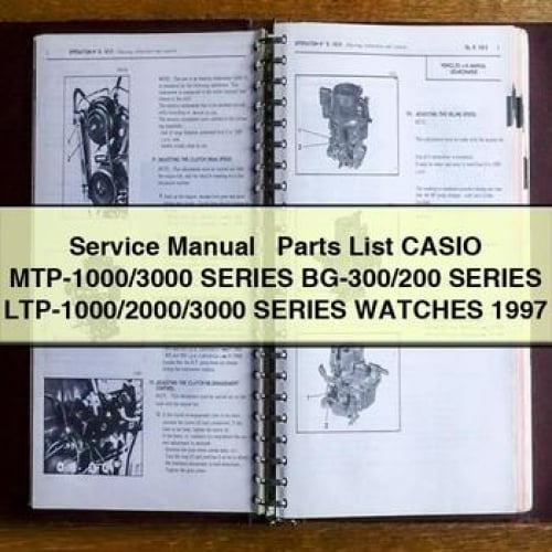 Manuel de service + liste des pièces détachées CASIO Série MTP-1000/3000 Série BG-300/200 Série LTP-1000/2000/3000 MONTRES 1997 Téléchargement PDF