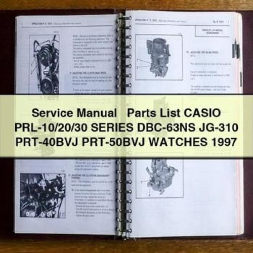 Manuel de service + liste des pièces détachées CASIO PRL-10/20/30 Series DBC-63NS JG-310 PRT-40BVJ PRT-50BVJ MONTRES 1997 Téléchargement PDF