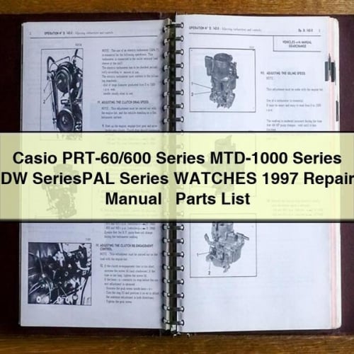 Manuel de réparation et liste des pièces détachées pour montres CASIO série PRT-60/600 série MTD-1000 série DW série PAL 1997 Téléchargement PDF