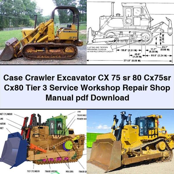 Manual de taller de reparación y servicio de excavadoras de cadenas Case CX 75 sr 80 Cx75sr Cx80 Tier 3