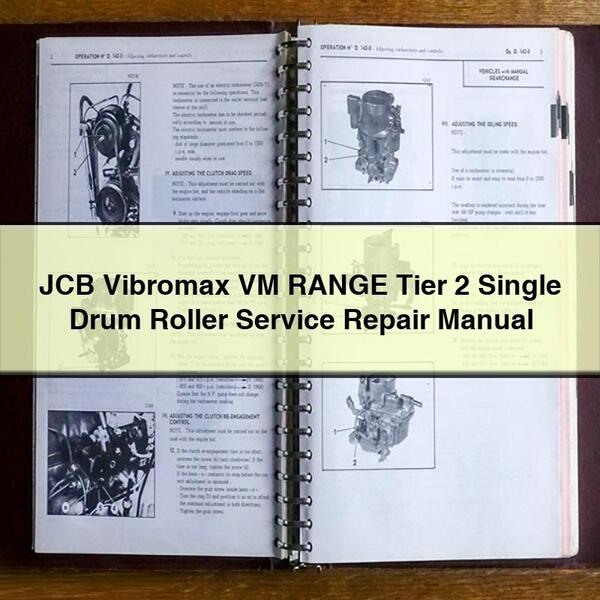 Manual de servicio y reparación de rodillo compactador de un solo tambor JCB Vibromax VM RANGE Tier 2