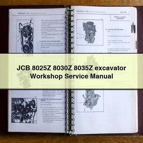 Manual de reparación y servicio del taller de excavadoras JCB 8025Z 8030Z 8035Z