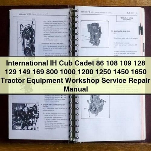 Manuel de réparation et d'entretien des équipements de tracteurs IH Cub Cadet 86 108 109 128 129 149 169 800 1000 1200 1250 1450 1650 Téléchargement PDF