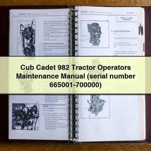 Manuel d'entretien du tracteur Cub Cadet 982 (numéro de série 665001-700000) Télécharger le PDF