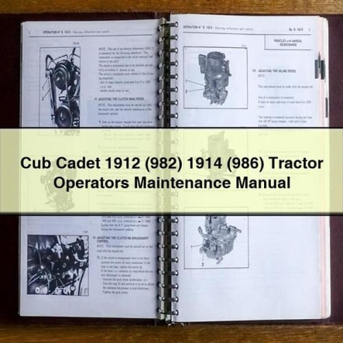 Manuel d'entretien du tracteur Cub Cadet 1912 (982) 1914 (986) Télécharger le PDF