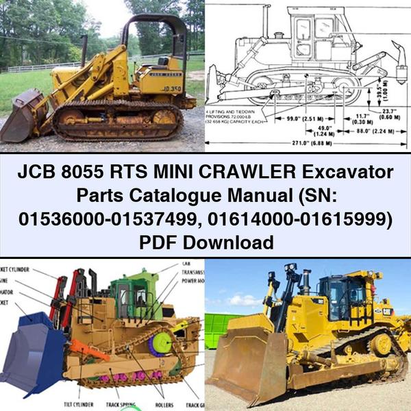 JCB 8055 RTS Mini Crawler Excavator Parts Catalogue Manual (SN: 01536000-01537499 01614000-01615999)