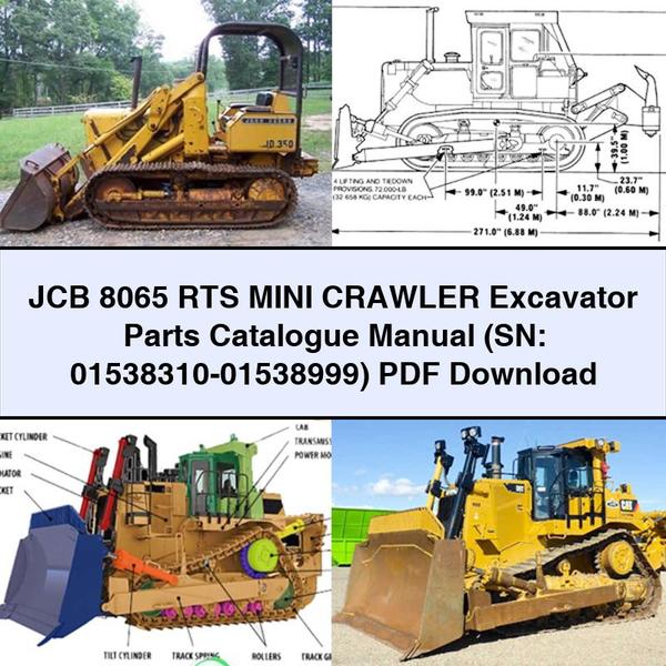 JCB 8065 RTS Mini Crawler Excavator Parts Catalogue Manual (SN: 01538310-01538999)