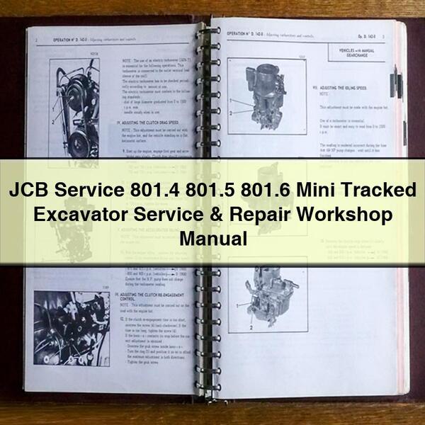 JCB Service 801.4 801.5 801.6 Mini Tracked Excavator Service & Repair Workshop Manual