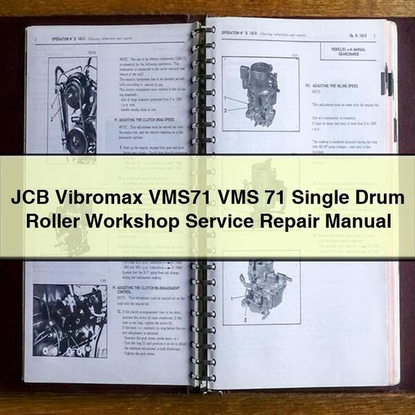 Manuel de réparation et d'entretien du rouleau compresseur monocylindre JCB Vibromax VMS71 VMS 71