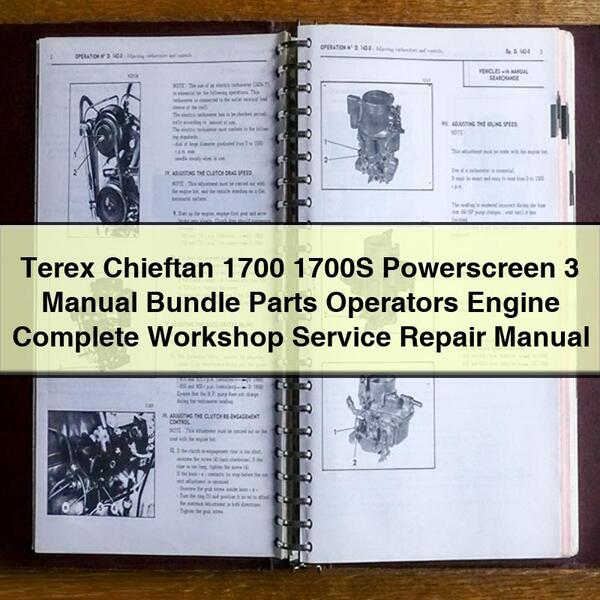 Terex Chieftan 1700 1700S Powerscreen 3 Manual Bundle Parts Operators Engine Complete Workshop Service Repair Manual