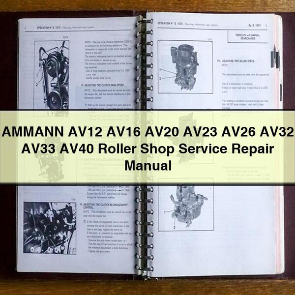 Manual de reparación y servicio de taller de rodillos AMMANN AV12 AV16 AV20 AV23 AV26 AV32 AV33 AV40