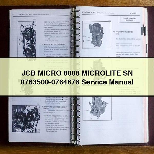 Manuel de réparation et d'entretien JCB MICRO 8008 MICROLITE SN 0763500-0764676