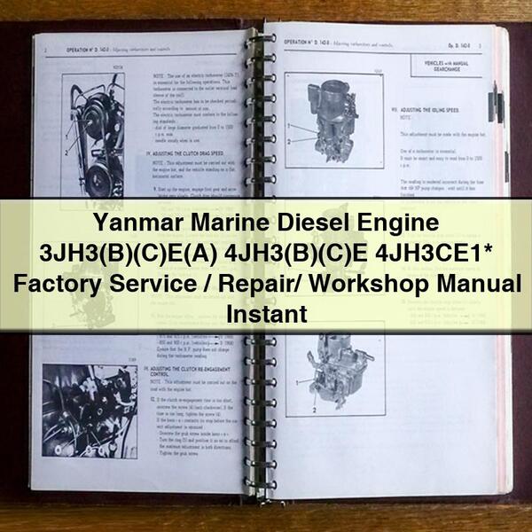 Manuel d'entretien/réparation/atelier du moteur diesel marin Yanmar 3JH3(B)(C)E(A) 4JH3(B)(C)E 4JH3CE1*