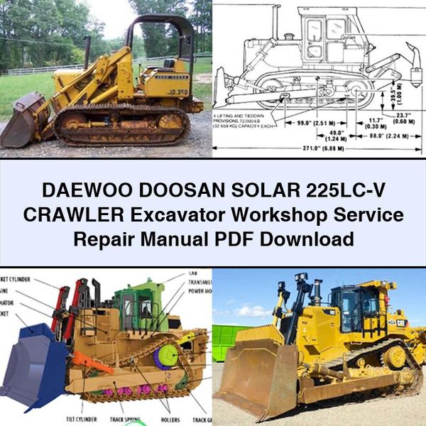 Manual de reparación y servicio del taller de la excavadora de cadenas DAEWOO DOOSAN SOLAR 225LC-V