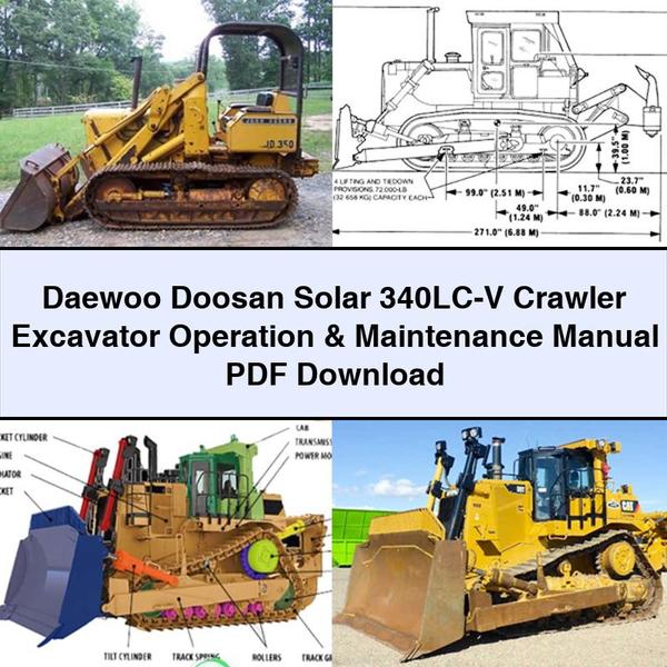 Daewoo Doosan Solar 340LC-V Crawler Excavator Operation & Maintenance Manual