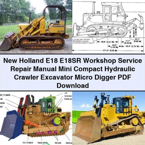 Manuel de réparation et d'entretien d'atelier New Holland E18 E18SR Mini pelle hydraulique compacte sur chenilles Micro Digger