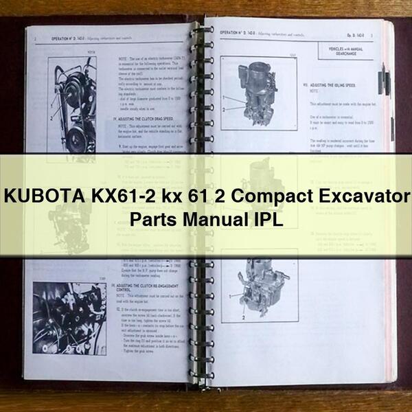 KUBOTA KX61-2 kx 61 2 Compact Excavator Parts Manual IPL