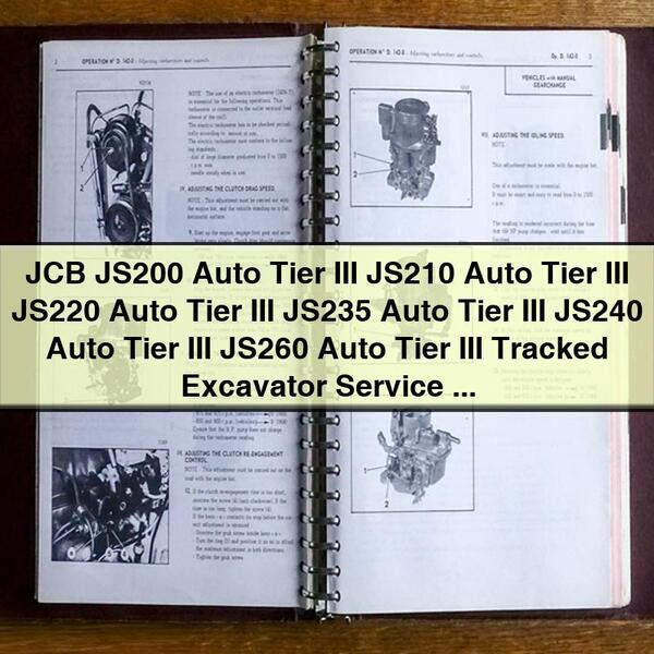 Manual de servicio y reparación de excavadoras de cadenas JCB JS200 Auto Tier III JS210 Auto Tier III JS220 Auto Tier III JS235 Auto Tier III JS240 Auto Tier III JS260 Auto Tier III