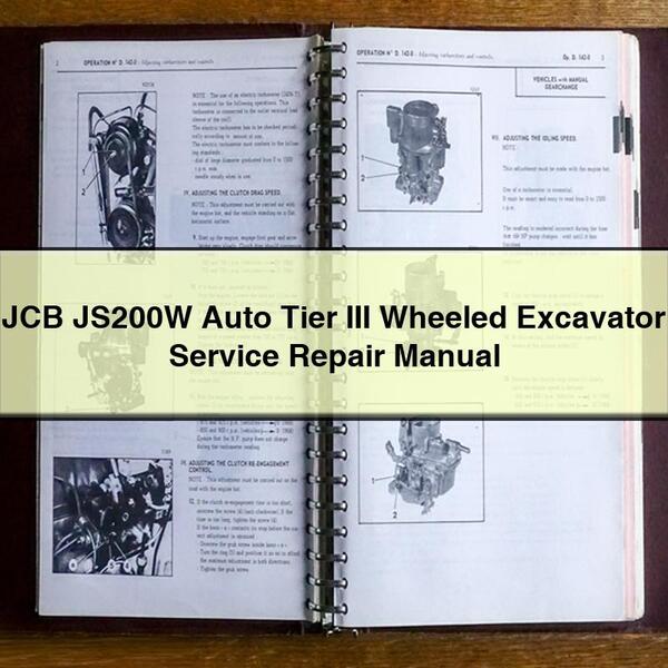 Manual de servicio y reparación de la excavadora de ruedas JCB JS200W Auto Tier III