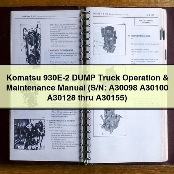 Manual de operación y mantenimiento del camión volcador Komatsu 930E-2 (números de serie: A30098, A30100, A30128 a A30155)