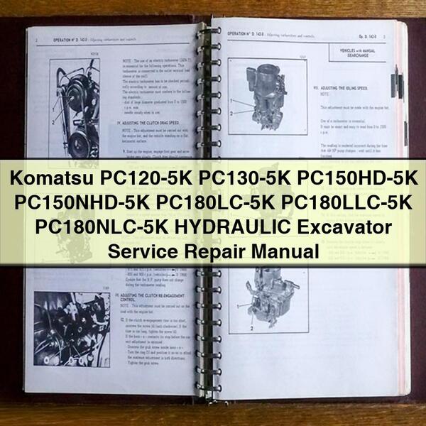 Manual de reparación y servicio de excavadora hidráulica Komatsu PC120-5K PC130-5K PC150HD-5K PC150NHD-5K PC180LC-5K PC180LLC-5K PC180NLC-5K