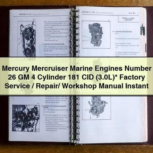 Mercury Mercruiser Marine Engines Number 26 GM 4 Cylinder 181 CID (3.0L)* Factory Service / Repair/ Workshop Manual Instant Download PDF