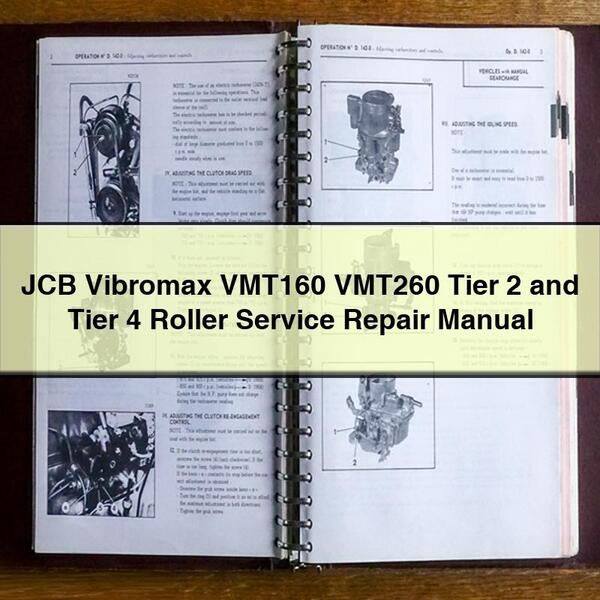 Manual de servicio y reparación de rodillos compactadores JCB Vibromax VMT160 VMT260 Tier 2 y Tier 4