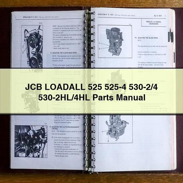 Manual de piezas de la excavadora JCB LOADALL 525 525-4 530-2/4 530-2HL/4HL