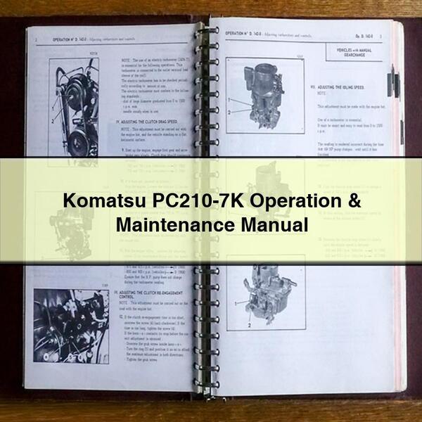 Manuel d'utilisation et d'entretien du Komatsu PC210-7K