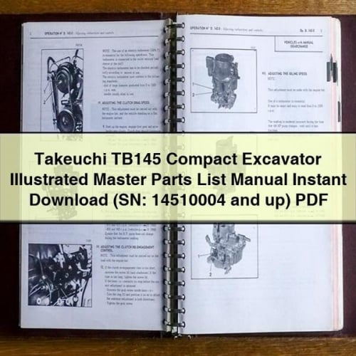 Manual ilustrado de la lista maestra de piezas de la excavadora compacta Takeuchi TB145 (número de serie: 14510004 y posteriores)