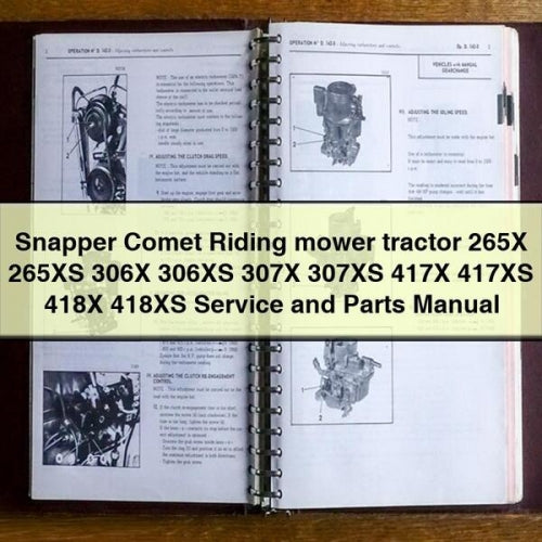 Snapper Comet Riding mower tractor 265X 265XS 306X 306XS 307X 307XS 417X 417XS 418X 418XS Service and Parts Manual PDF Download