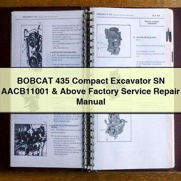 Manual de reparación y servicio de fábrica de excavadoras compactas BOBCAT 435 SN AACB11001 y superiores