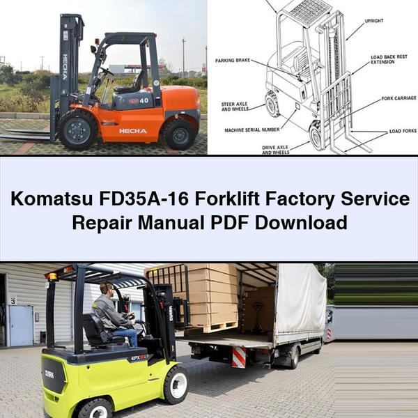 Manual de reparación y servicio de fábrica de la carretilla elevadora Komatsu FD35A-16