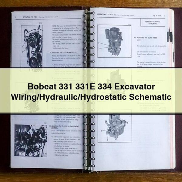 Esquema de cableado, sistema hidráulico e hidrostático de la excavadora Bobcat 331 331E 334