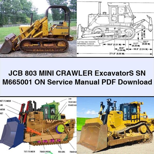 Manual de reparación y servicio de miniexcavadoras de cadenas JCB 803 SN M665001 ON