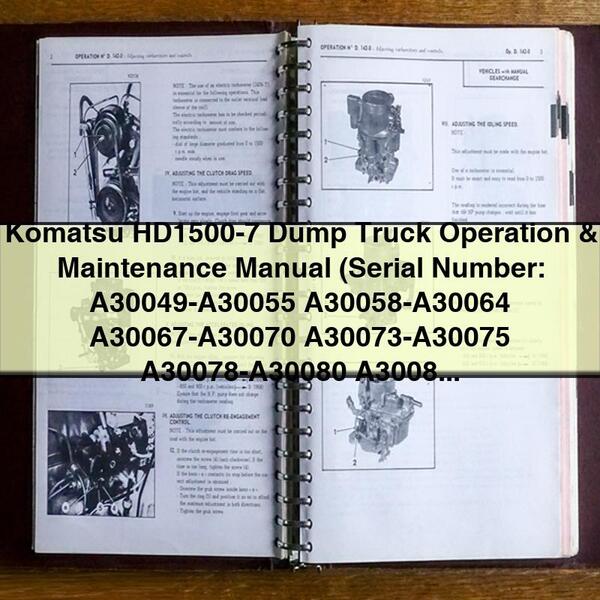 Manual de operación y mantenimiento del camión volquete Komatsu HD1500-7 (Número de serie: A30049-A30055 A30058-A30064 A30067-A30070 A30073-A30075 A30078-A30080 A30085-A300