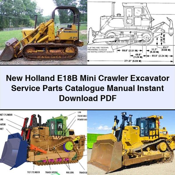 Manual del catálogo de piezas de servicio de la miniexcavadora de cadenas New Holland E18B