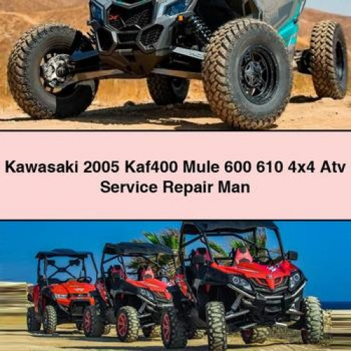 Kawasaki 2005 Kaf400 Mule 600 610 4x4 Atv Service Réparateur Homme